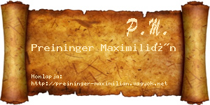 Preininger Maximilián névjegykártya